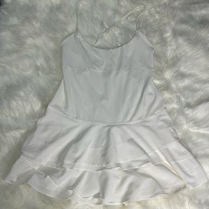 NWT Aerie Golf/Tennis/Activewear Dress White Ruffle Racerback Built-In Shorts-SM